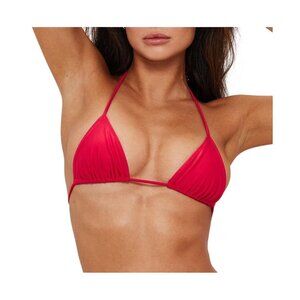 NWT Sunkissed Womens Le Triangle Bikini Top Swim Cherry Red S